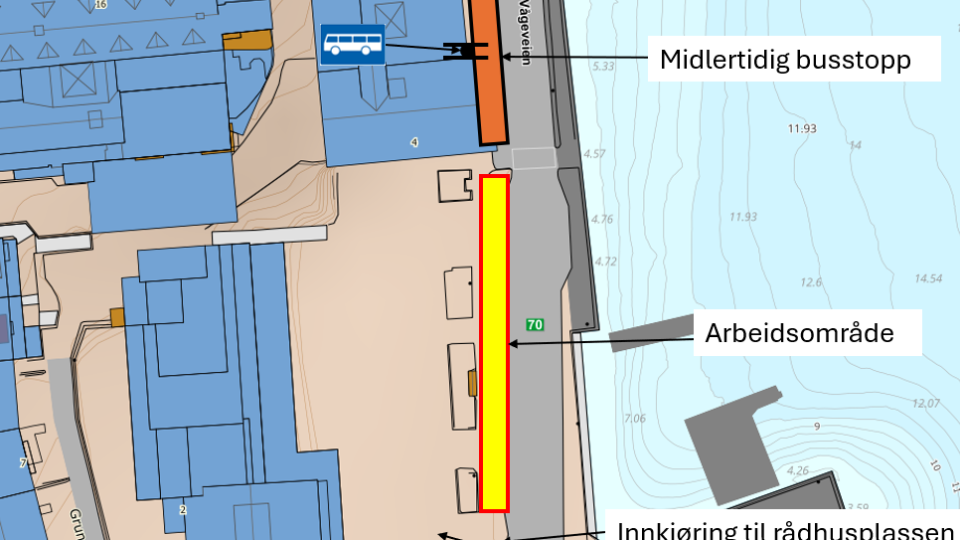 Lenke til artikkel: Midlertidig flytting av bussholdeplass og innkjøring ved Rådhuset
