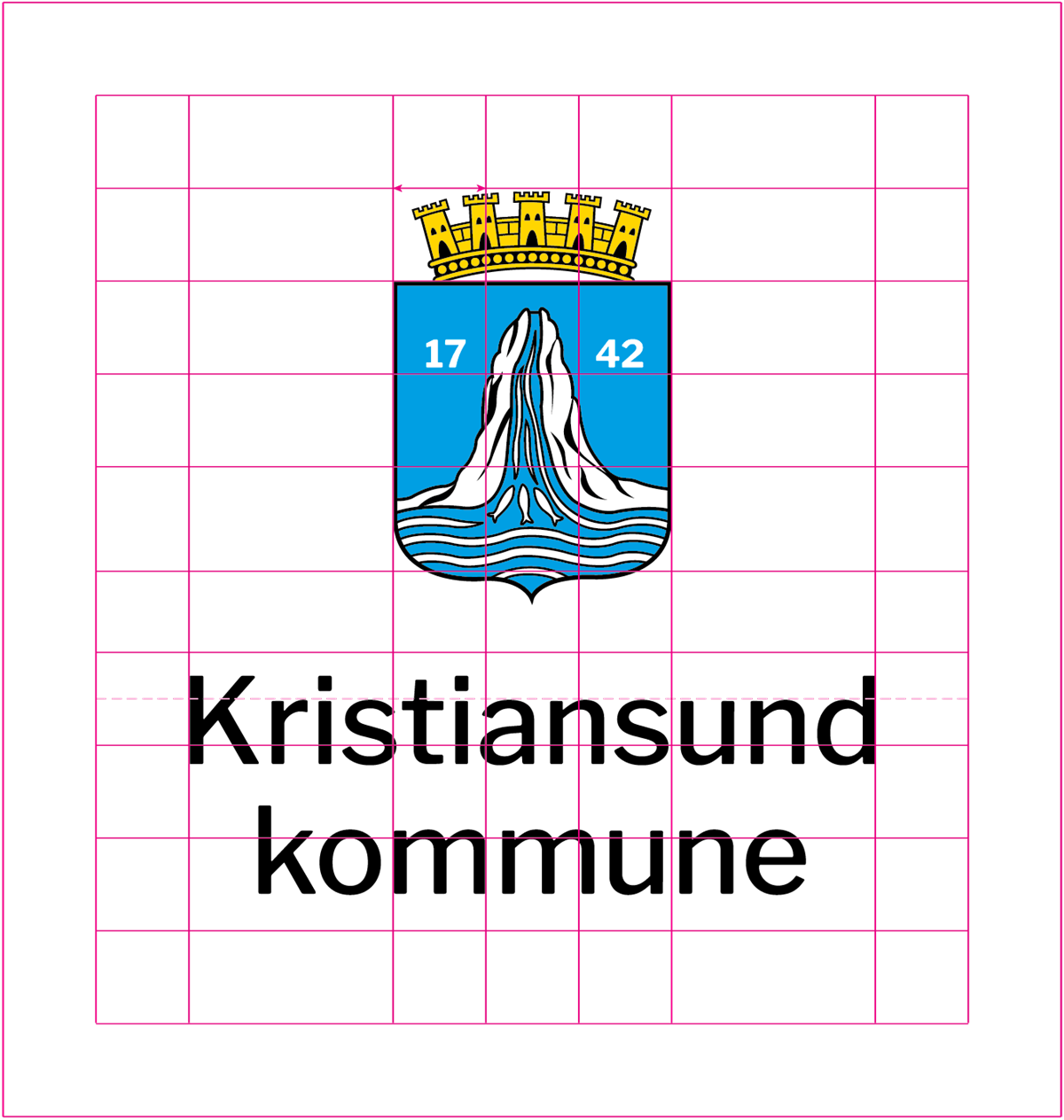 Kristiansund kommune logo stående med avstandslinjer - Klikk for stort bilde