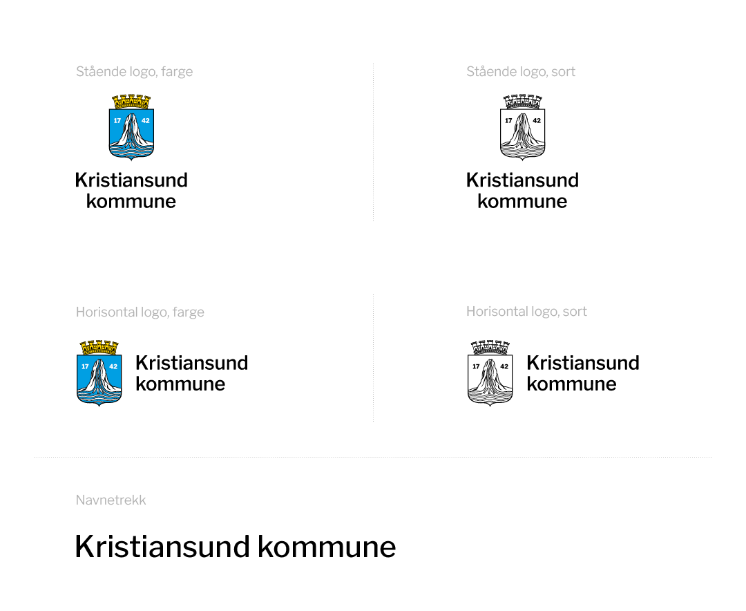 Viser 4 logoer (samme logo alle gangene) og en tekstrad. Logo til Krisitansund kommune. tekst: Krisitansund kommune - Klikk for stort bilde