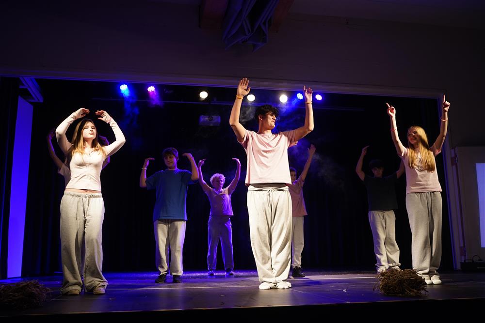 Innføringsklassen med danseoppstilling etter pausen - Klikk for stort bilde